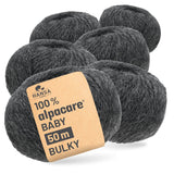 alpacare® Baby 50 Bulky waschbar NFA14 - 6x50g Alpakawolle Anthrazit