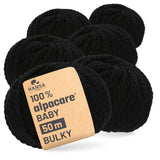 alpacare® Baby 50 Bulky waschbar NFA15 - 6x50g Alpakawolle Schwarz