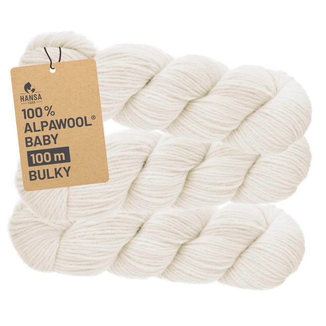 Alpawool® Baby 50 Bulky NFA01HK - 3x100g Alpakawolle Natur Zopf