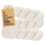 Alpawool® Baby 200 Fingering NFA01 - 3x100g Alpakawolle Natur Zopf