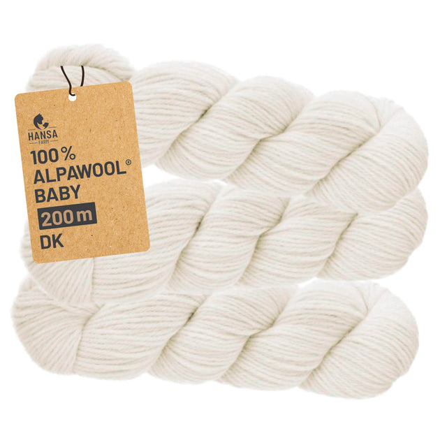 Alpawool® Baby 100 DK NFA01HK - 3x100g Alpakawolle Natur Zopf