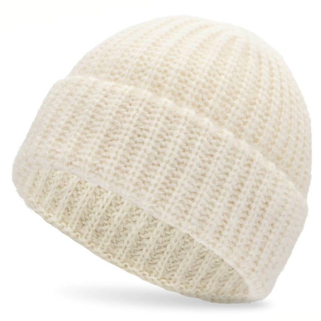 Bonnet ALPAWOOL® Baby Big &amp; Light pour femme et homme en laine naturelle blanche (NFA01)