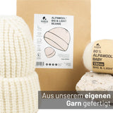 Bonnet ALPAWOOL® Baby Big &amp; Light pour femme et homme en laine naturelle blanche (NFA01)