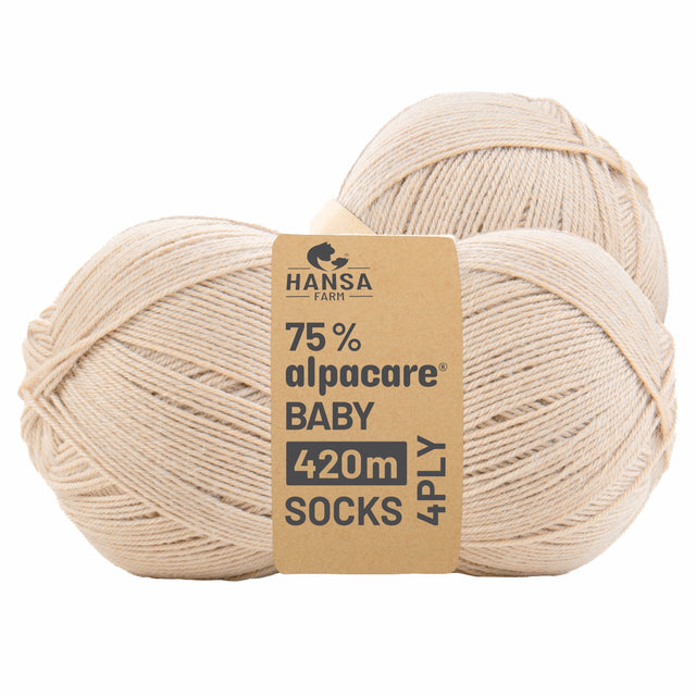 alpacare® Baby Socks waschbar NFA02 - 2x112g Alpakawolle Beige