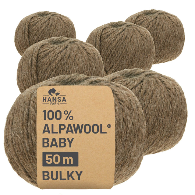 Alpawool® Baby 50 Bulky NFA06 - 6x50g Alpakawolle Braun