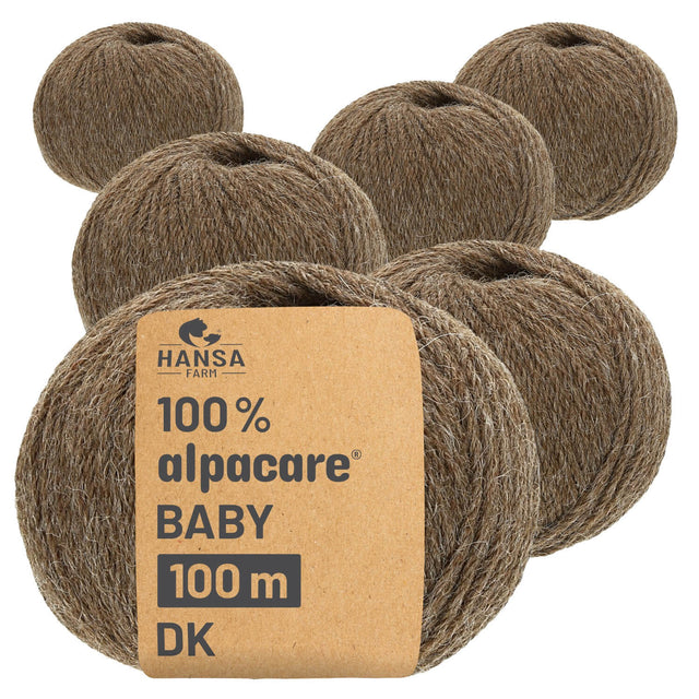 alpacare® Baby 100 DK waschbar NFA06 - 6x50g Alpakawolle Braun