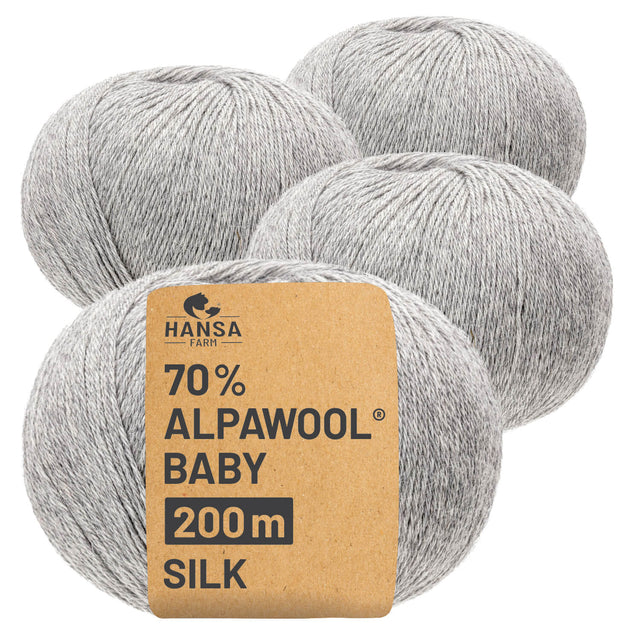 Alpawool® Baby Silk NFA09 - 4x50g Alpakawolle Silbergrau