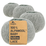 Alpawool® Baby 400 Lace NFA10 - 4x50g Alpakawolle Hellgrau