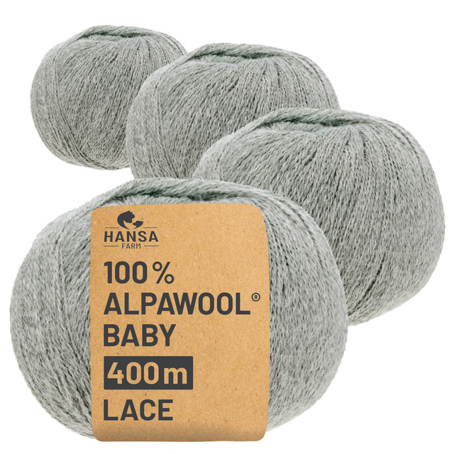 Alpawool® Baby 400 Lace NFA10 - 4x50g laine d'alpaga gris clair