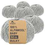 Alpawool® Baby 50 Bulky NFA10 - 6x50g Alpakawolle Hellgrau