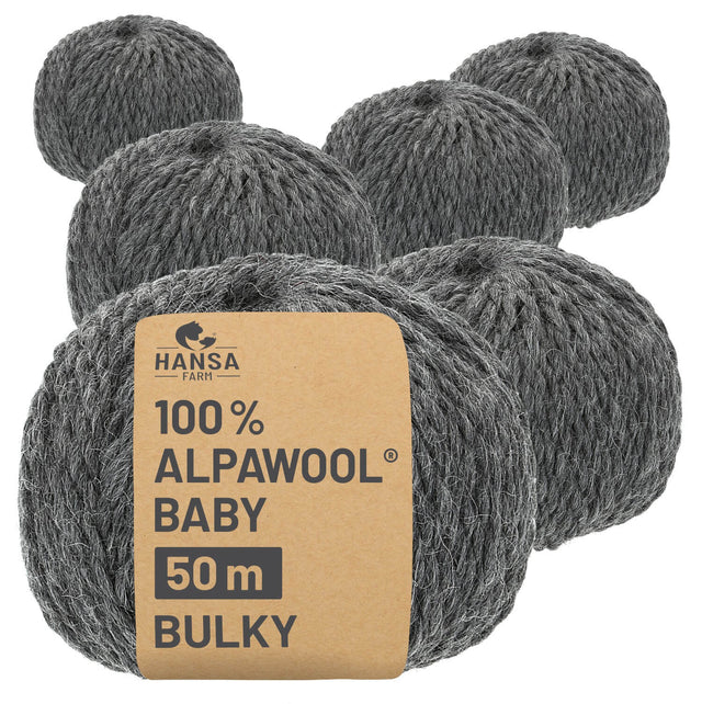 Alpawool® Baby 50 Bulky NFA12 - 6x50g Alpakawolle Dunkelgrau