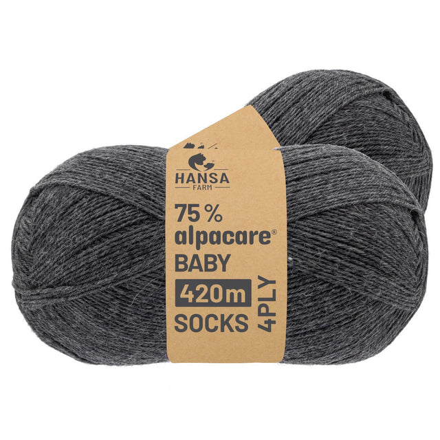 alpacare® Baby Socks washable NFA12 - 4x56g Alpaca Wool Dark Grey