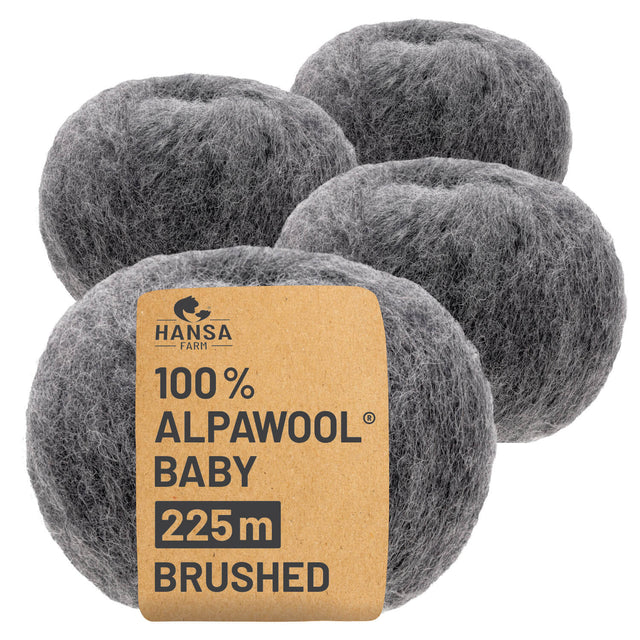 Alpawool® Baby Brushed NFA12 - 4x50g Alpaca Wool Dark Grey