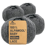 Alpawool® Baby 400 Lace NFA12 - 4x50g Alpaca Wool Dark Grey