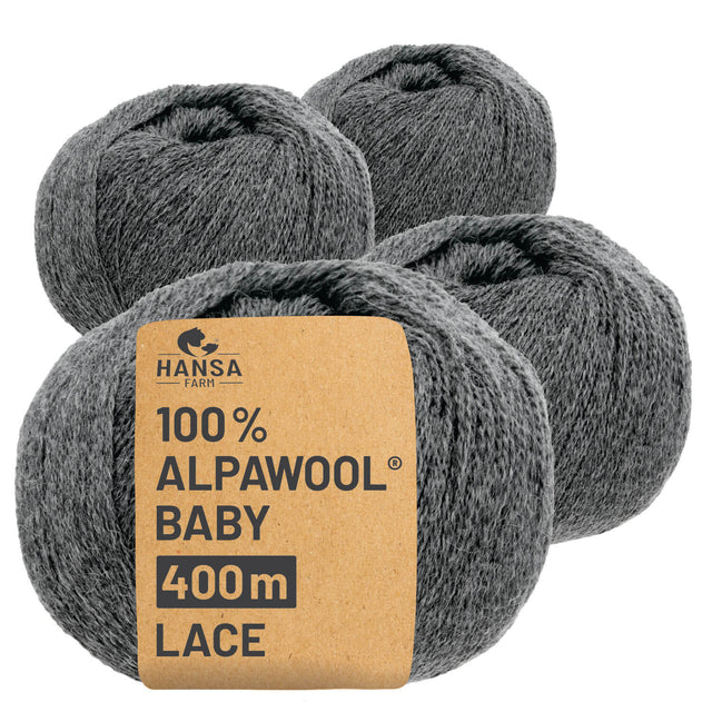 Alpawool® Baby 400 Lace NFA12 - 4x50g laine d'alpaga gris foncé