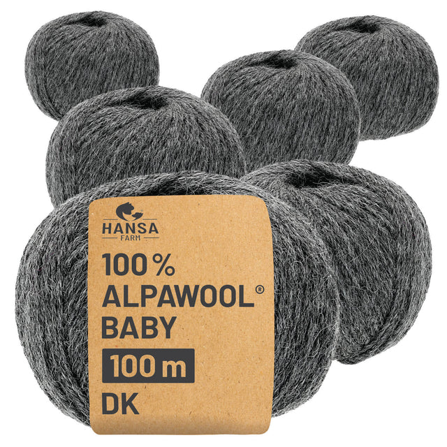 Alpawool® Baby 100 DK NFA12 - 6x50g Alpaca Wool Dark Grey