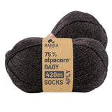 alpacare® Baby Socks waschbar NFA14 - 2x112g Alpakawolle Anthrazit