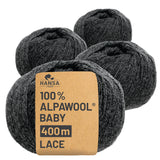 Alpawool® Baby 400 Lace NFA14 - 4x50g laine d'alpaga anthracite