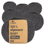 alpacare® Baby 100 DK waschbar NFA14 - 6x50g Alpakawolle Anthrazit