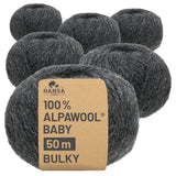 Alpawool® Baby 50 Bulky NFA14 - 6x50g Alpakawolle Anthrazit