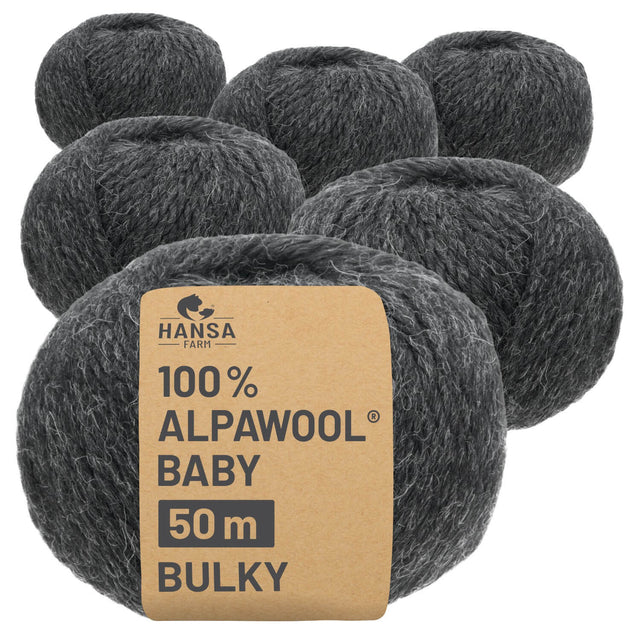 Alpawool® Baby 50 Bulky NFA14 - 6x50g Alpakawolle Anthrazit