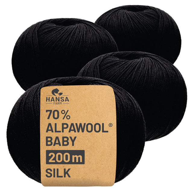 Alpawool® Baby Silk NFA15 - 4x50g Alpakawolle Schwarz