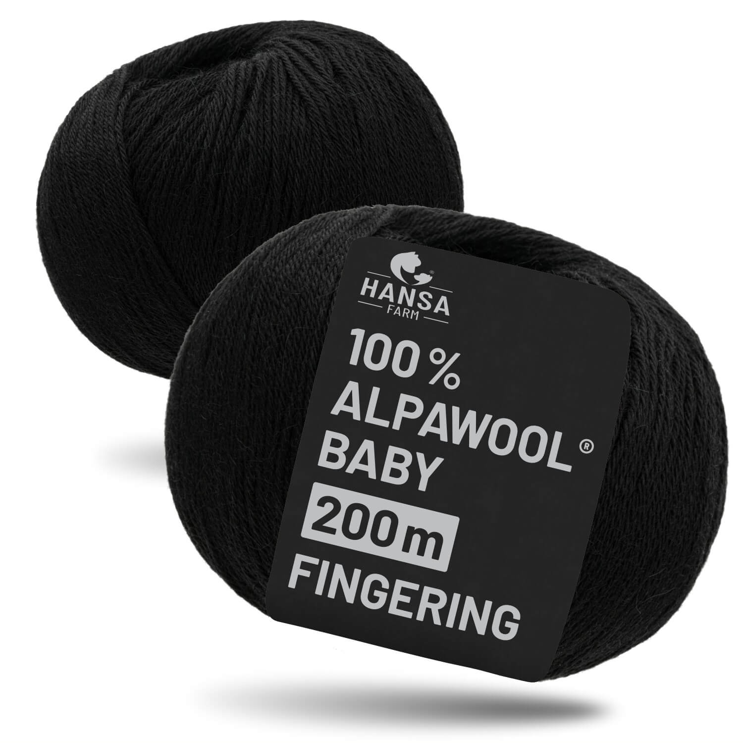 Alpawool® Baby 200 Fingering NB15 - 2x50g Alpaca Wool Black undyed