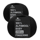 Alpawool® Baby 200 Fingering NB15 - 2x50g Alpakawolle Schwarz ungefärbt limited