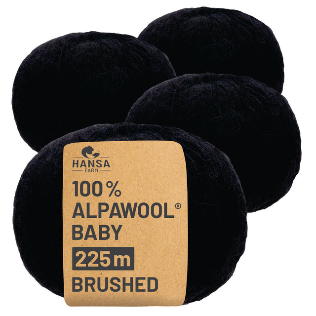 Alpawool® Baby Brushed NFA15 - 4x50g Alpakawolle Schwarz