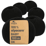 alpacare® Baby 100 DK washable NFA15 - 6x50g Alpaca Wool Black