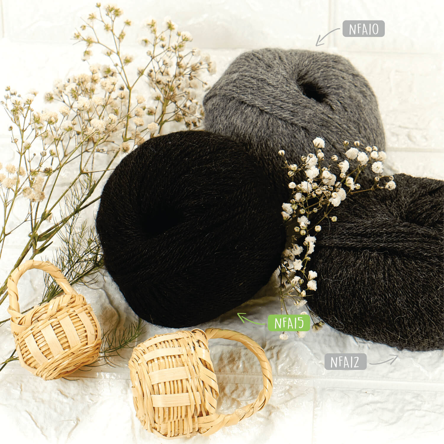 Alpawool® Baby 100 DK NFA15 - 6x50g Alpaca Wool Black – Hansa-Farm