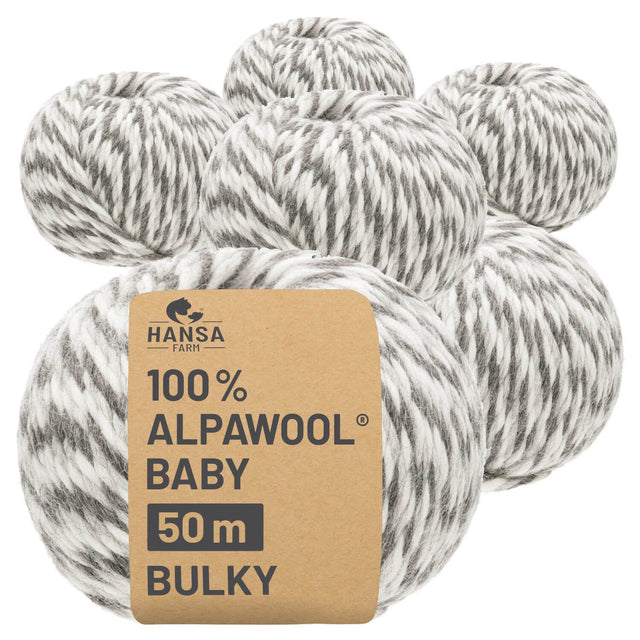 Alpawool® Baby 50 Bulky NFX010 - 6x50g Alpakawolle Schneeleopard