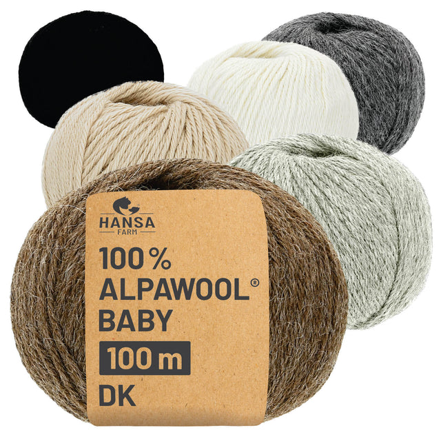 Alpawool® Baby 100 DK Mix - 6x50g Alpaca Wool Natural Mix Set