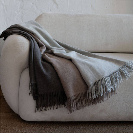 Baby Alpaca Plaid Blanket Stone Brown Uni