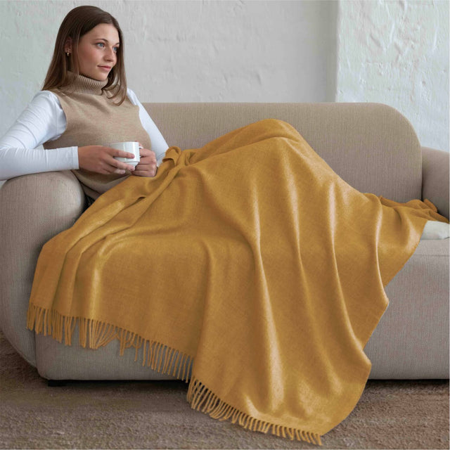 Baby Alpaka Plaid Decke Corn Gold Melange