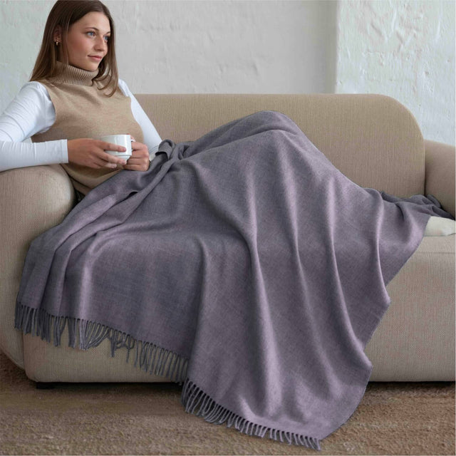 Baby Alpaka Plaid Decke Wild Lavender Melange