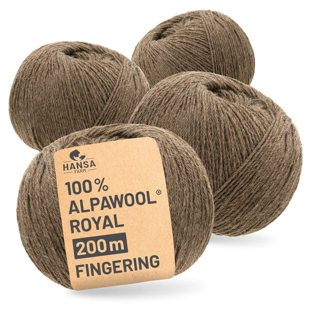 Alpawool® Royal 200 Fingering NFA06 - 4x50g Alpakawolle Braun