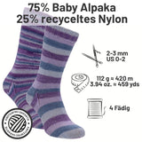 alpacare® Baby Socks waschbar Story Set - 2x112g Alpakawolle Purple Flavor