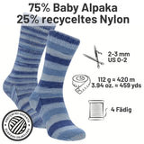 alpacare® Baby Socks waschbar Story Set - 2x112g Alpakawolle Horizon Blues
