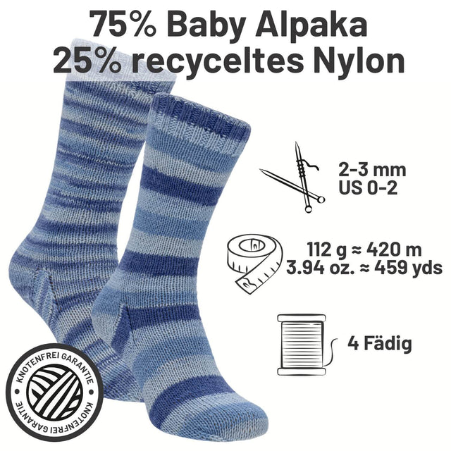 alpacare® Baby Socks waschbar Story Set - 2x112g Alpakawolle Horizon Blues