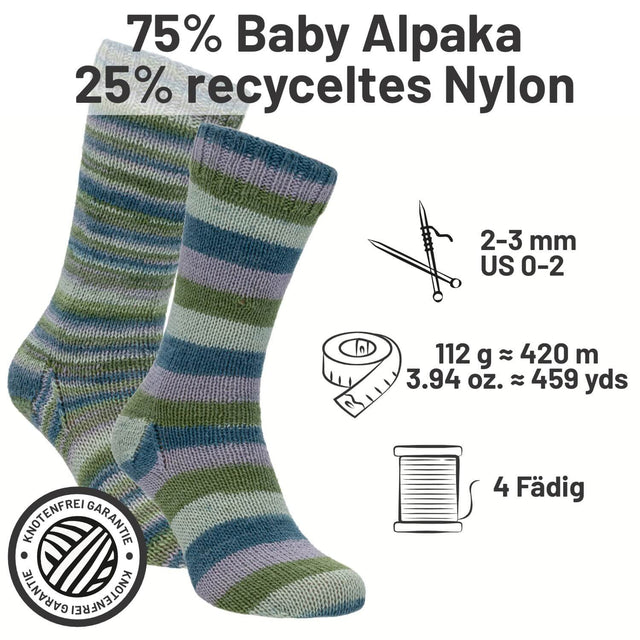 alpacare® Baby Socks waschbar Story Set - 2x112g Alpakawolle Mirror Lake