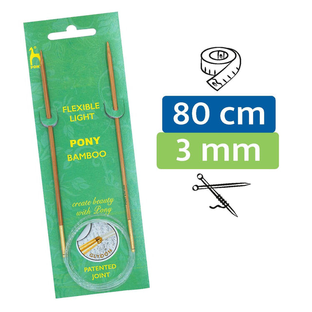 PONY® Bamboo circular knitting needle 3.00 mm / 80 cm