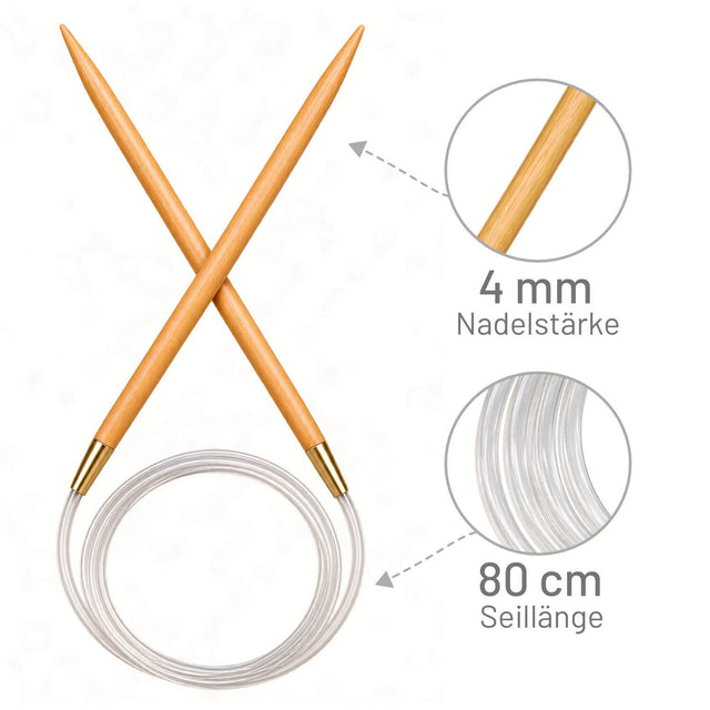 PONY® Bamboo circular knitting needle 4.00 mm / 80 cm