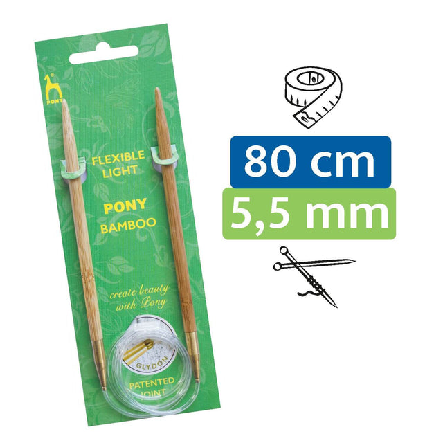 PONY® Bamboo Rundstricknadel 5,50 mm / 80 cm