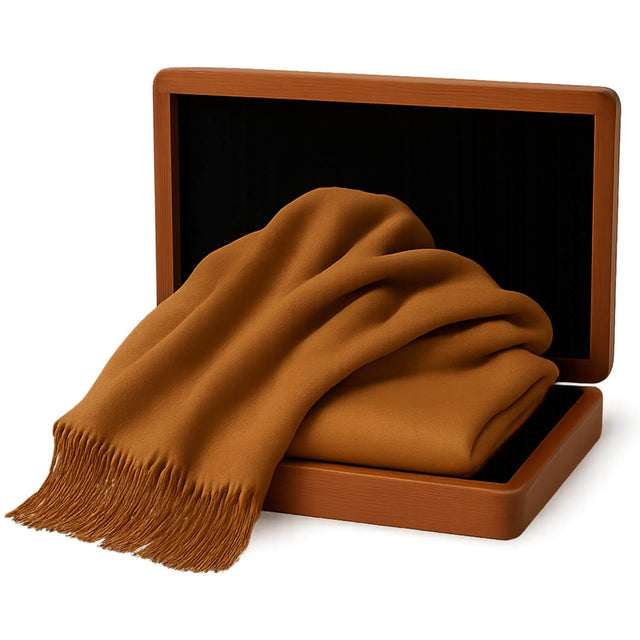 Vicuna Plaid Decke natur Gold-Braun Uni 130 x 180 cm