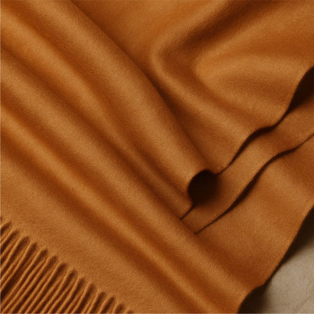 Vicuna Plaid Decke natur Gold-Braun Uni 130 x 180 cm