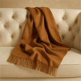 Vicuna Plaid Decke natur Gold-Braun Uni 130 x 180 cm