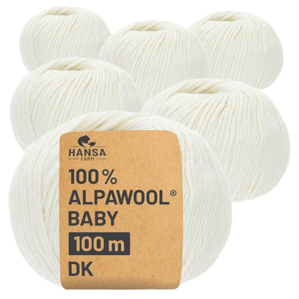 Alpawool® Baby 100 DK NFA01 - 6x50g Alpakawolle Natur