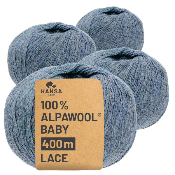 Alpawool® Baby 400 Lace HF243 - 4x50g Alpakawolle Grau-Grün Melange