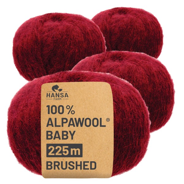 Alpawool® Baby Brushed HF179 - 4x50g Alpakawolle Weinrot Melange